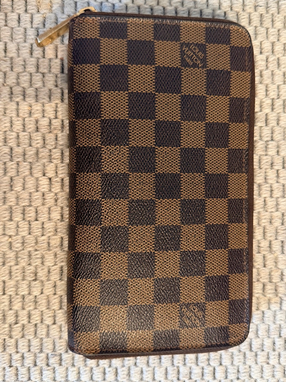 Louis Vuitton Brown Damier Ebene Zip Around Wallet